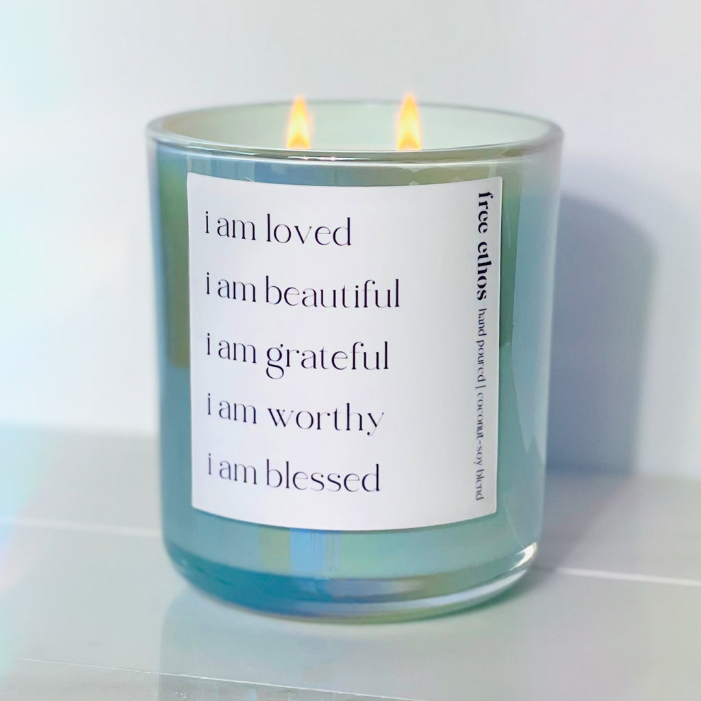 I Am Loved Affirmation Candle (Iridescent Blue)